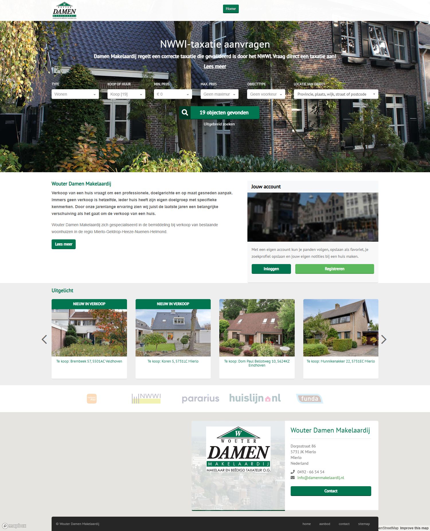 Screenshot van de website van www.damenmakelaardij.nl