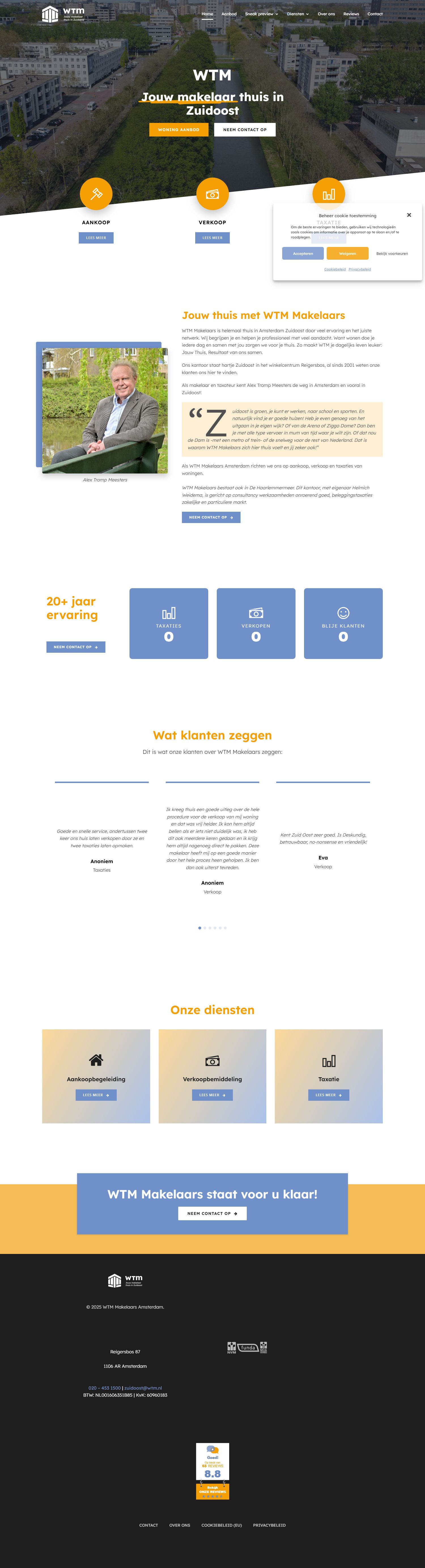 Screenshot van de website van www.wtm.nl