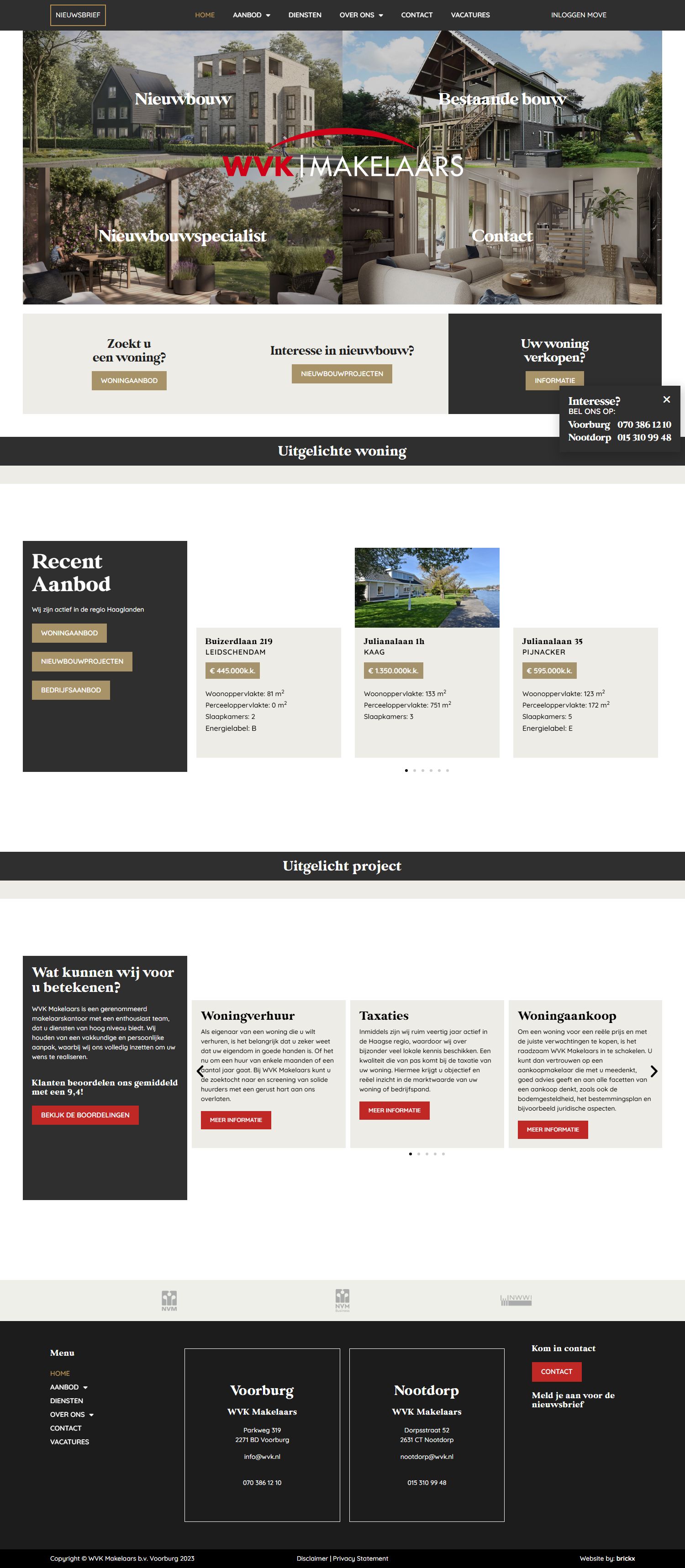 Screenshot van de website van www.wvk.nl