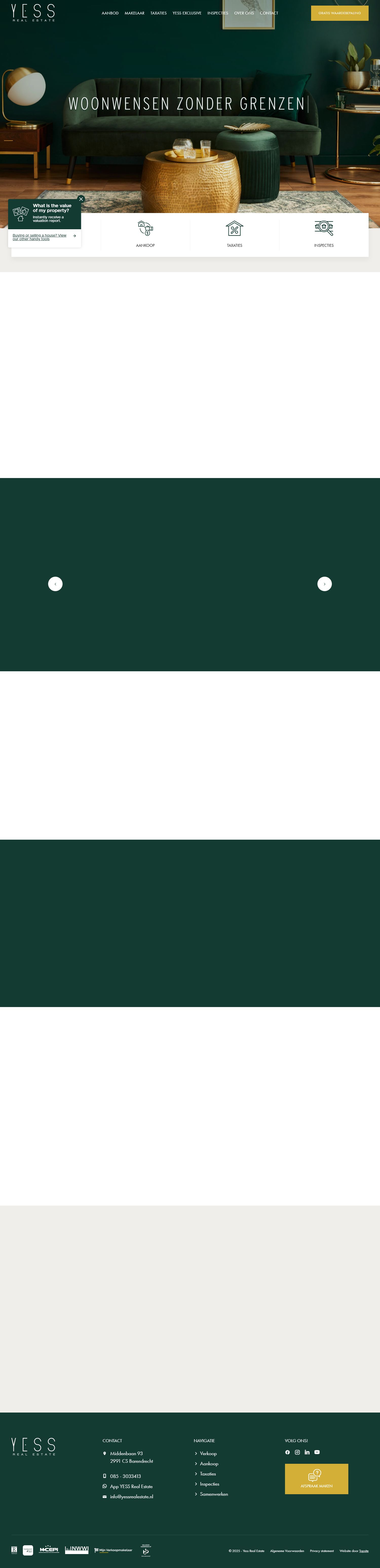 Screenshot van de website van www.yessrealestate.nl