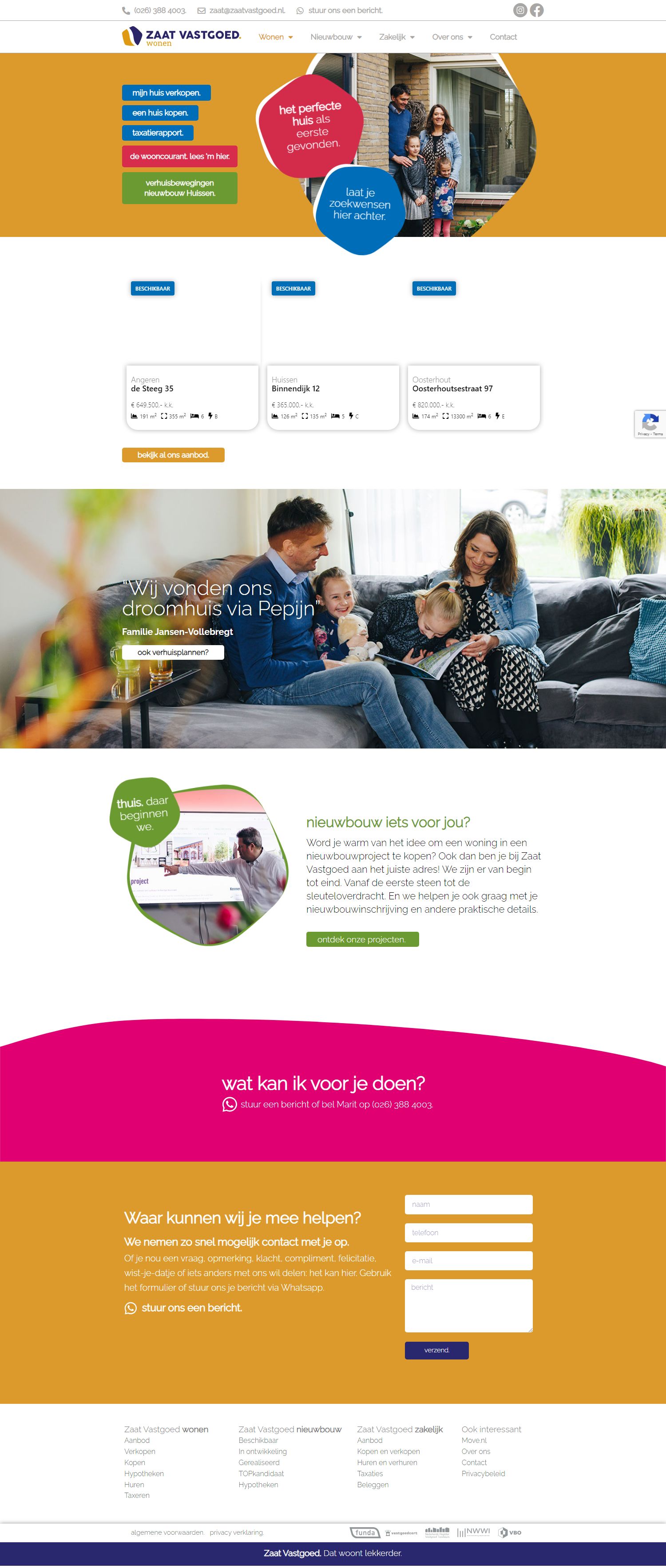 Screenshot van de website van www.zaatvastgoed.nl