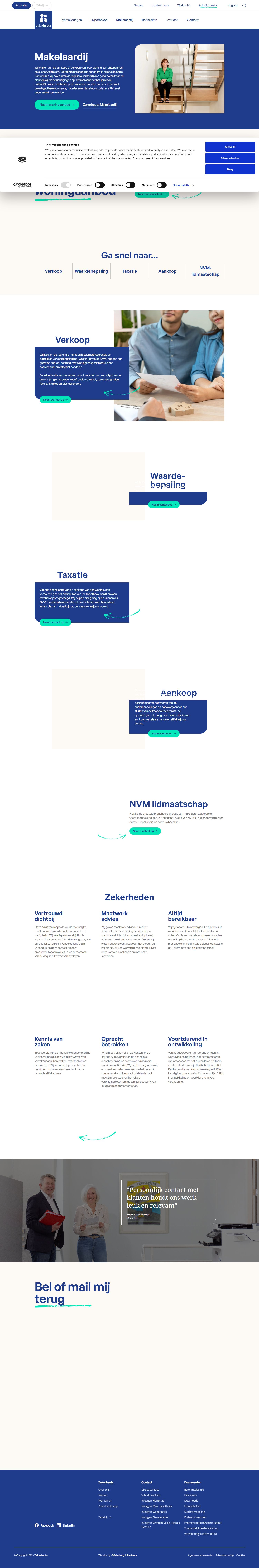 Screenshot van de website van www.zekerheuts.nl