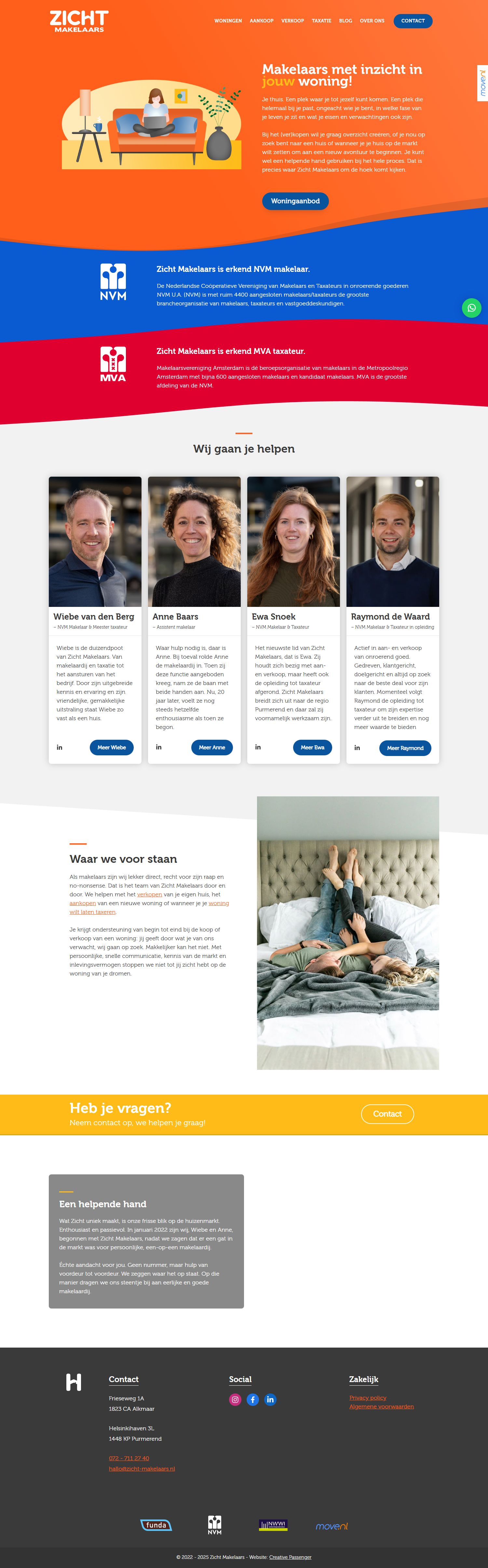 Screenshot van de website van www.zichtmakelaars.nl