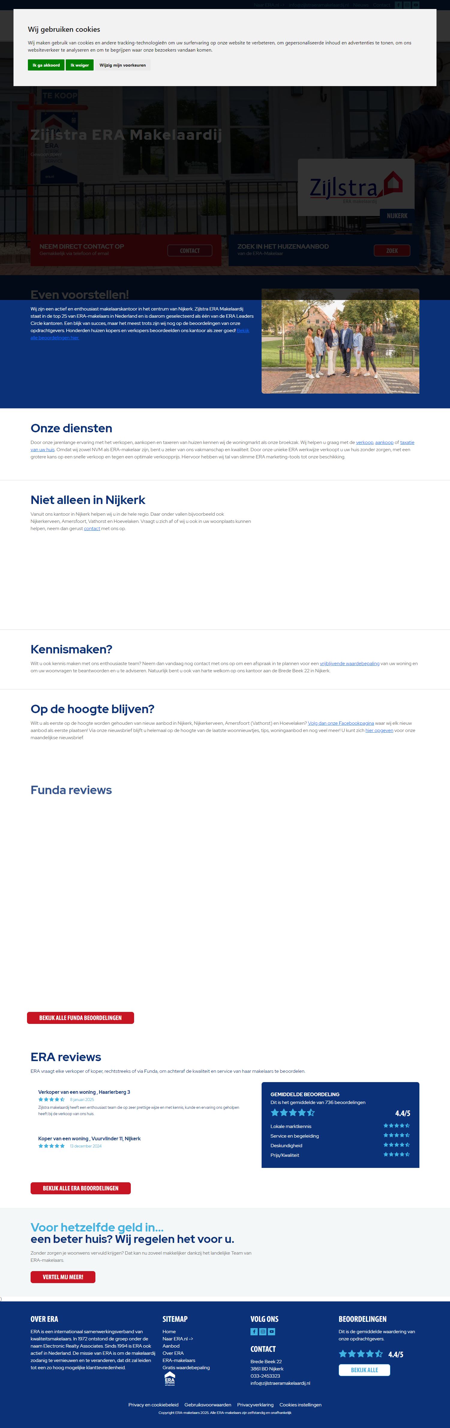 Screenshot van de website van www.zijlstraeramakelaardij.nl