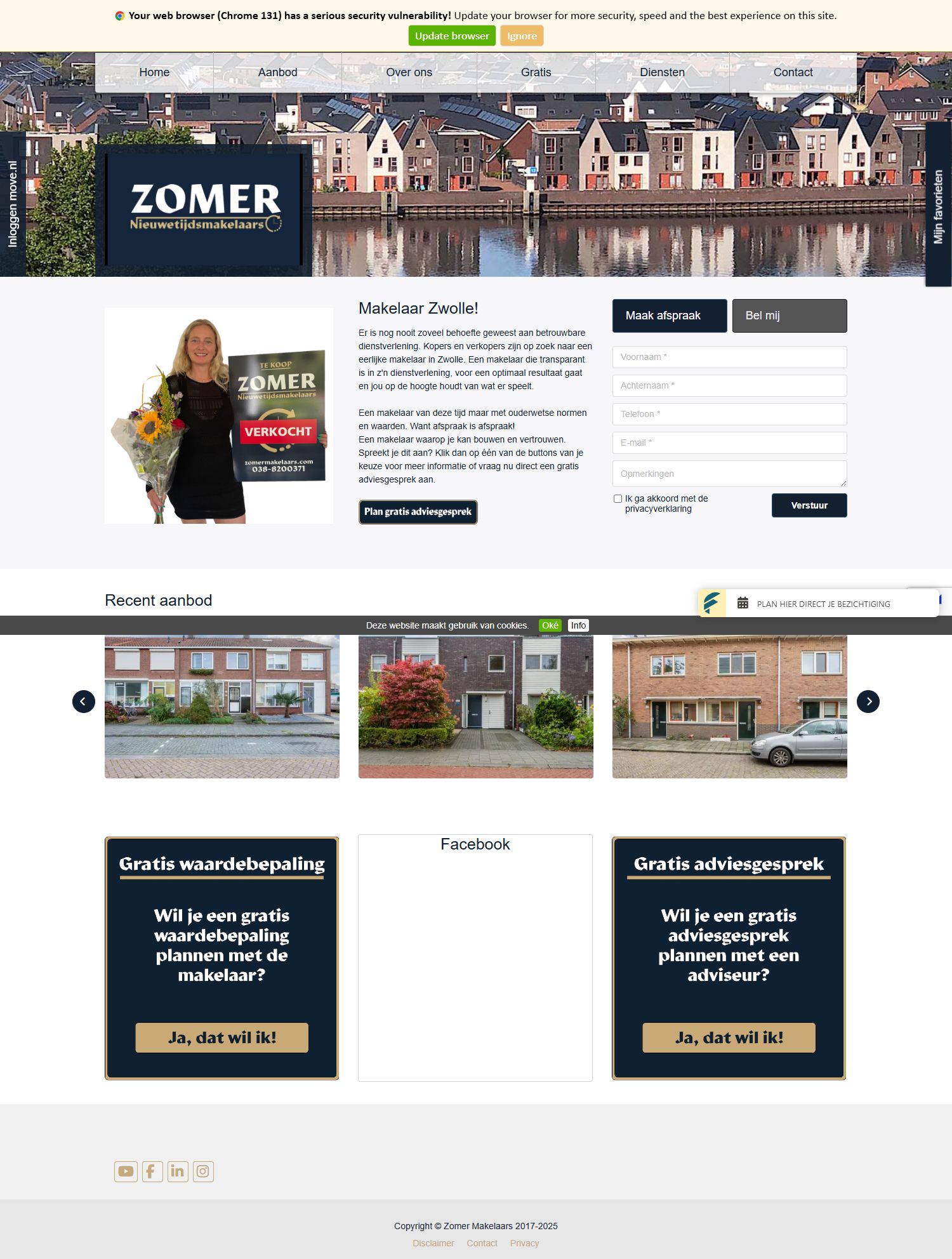 Screenshot van de website van www.zomermakelaars.com