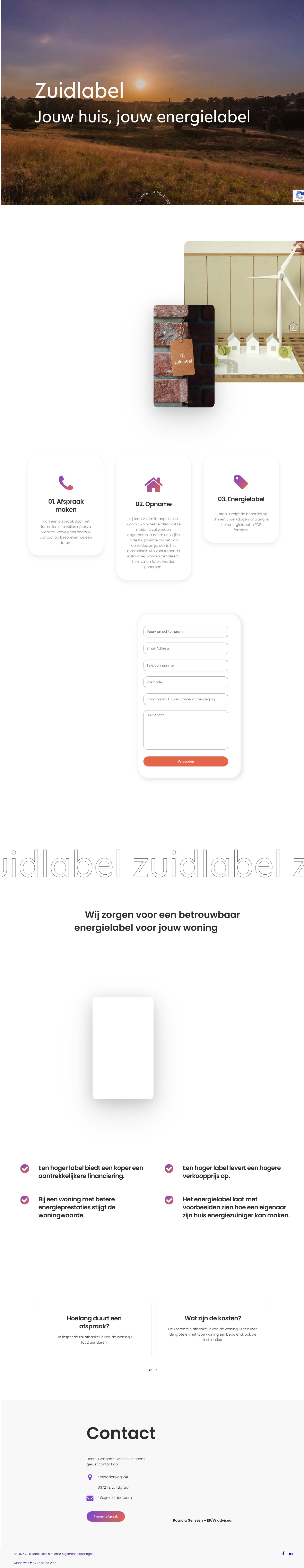 Screenshot van de website van zuidlabel.com