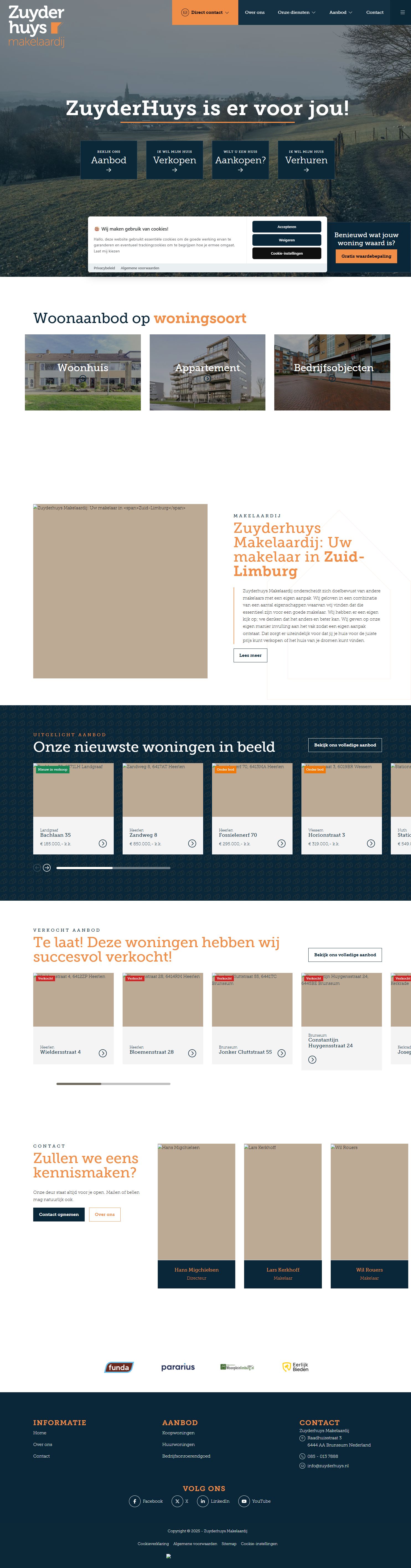 Screenshot van de website van www.zuyderhuys.nl