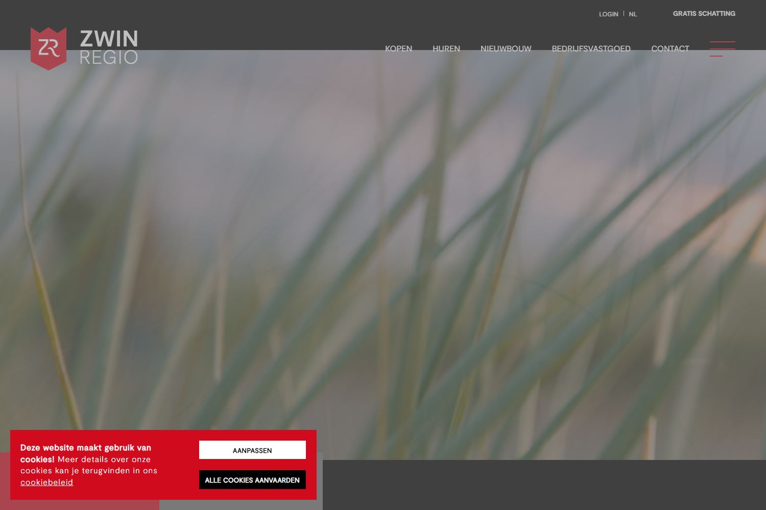 Screenshot van de website van www.zwinregio.com